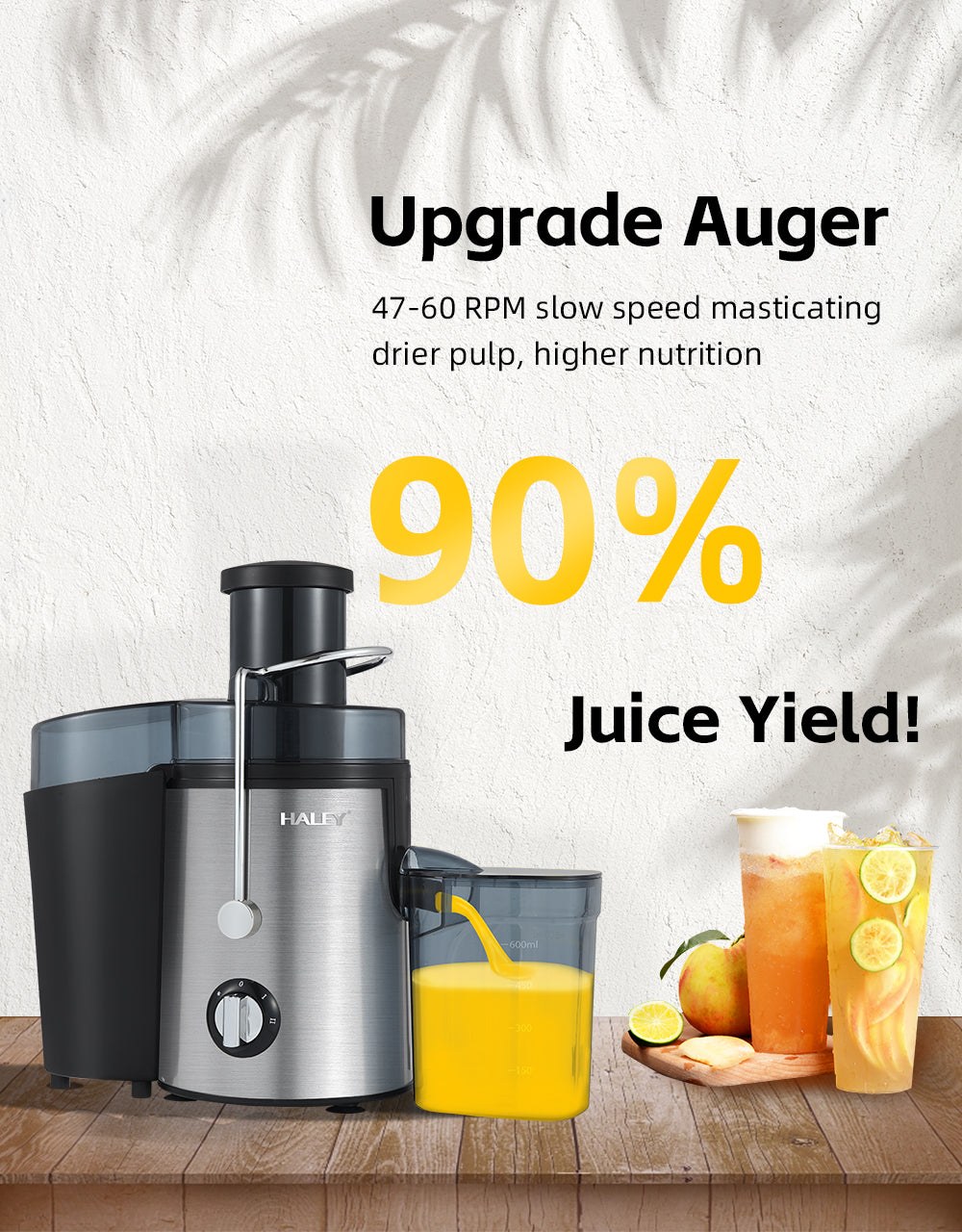 Storcător Electric Fructe și Legume HALEY 1000W – Panou Touch, Motor Puternic, Silențios, 500ml